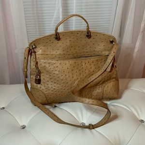 Beautiful soft ostrich print leather roomy bag